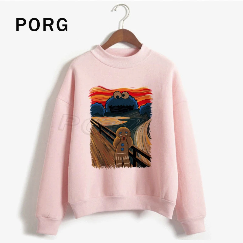 クッキーモンスターピンクのスウェットシャツ女性ラウンドネックゴシックストリート原宿 Sudadera Mujer 19 女性服長袖パーカー Hoodies Sweatshirts Aliexpress