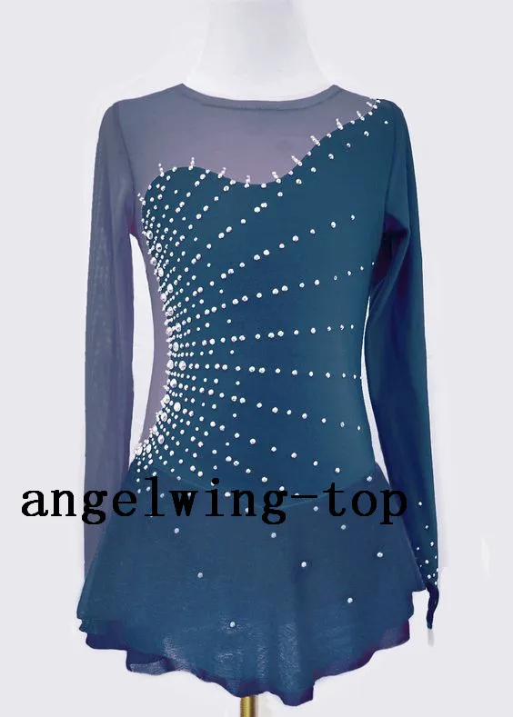 Blue Figure Skating Dress Women Competition Skating Dresses Girls