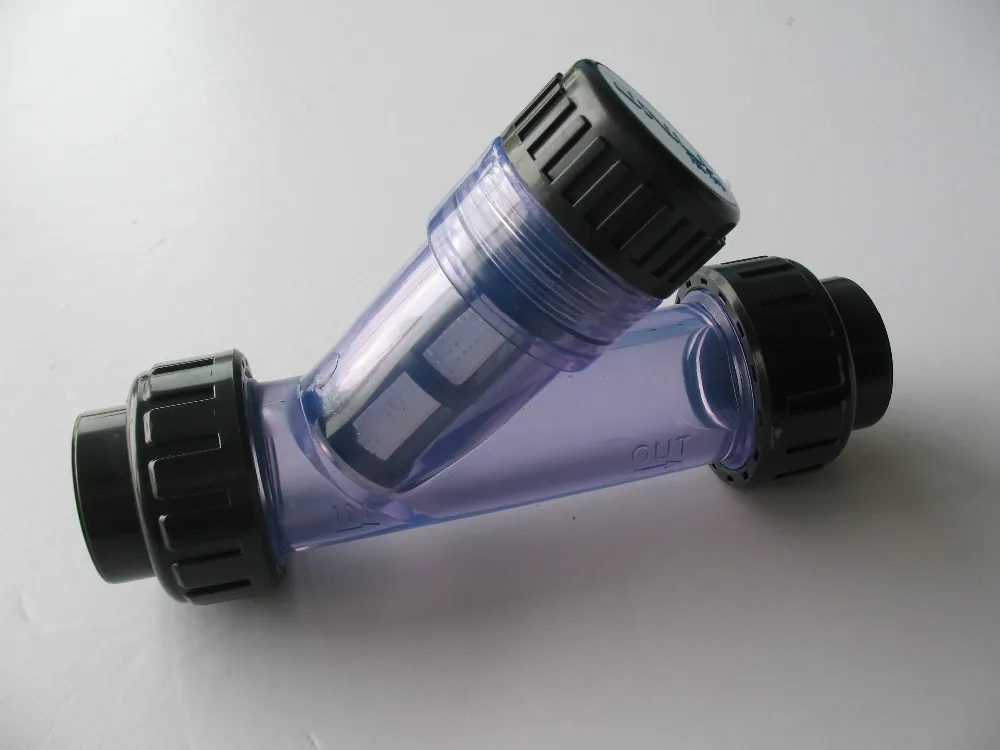 Y type transparent pvc strainer with size 2" DN50 with DIN or ANSI standardin Pipe Fittings