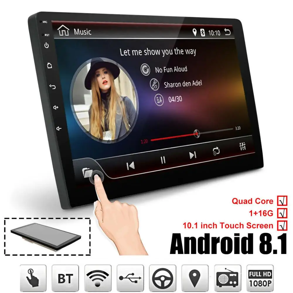 Koop 10.1 Inch Android 8.1 Quad Core 1 + 16G Auto Multimedia Speler Auto Stereo 2DIN bluetooth WIFI GPS Nav radio Video MP5 Speler
