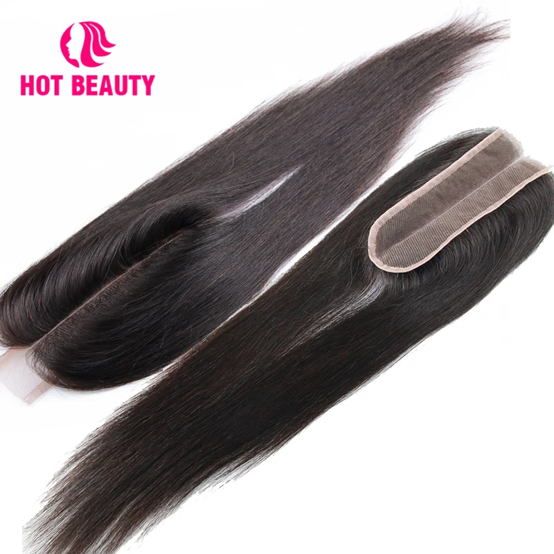 

Hot Beauty Hair Lace 2*6 Kim k Closure Straight Human Hair Bundles Brazilian Closures 10-16 Inch Natural Color Virgin Hair