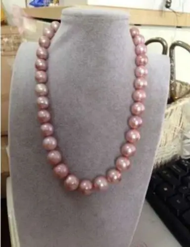 

fast elegant13-14mm south sea rond lavender pearl necklace 17inch (A0501)