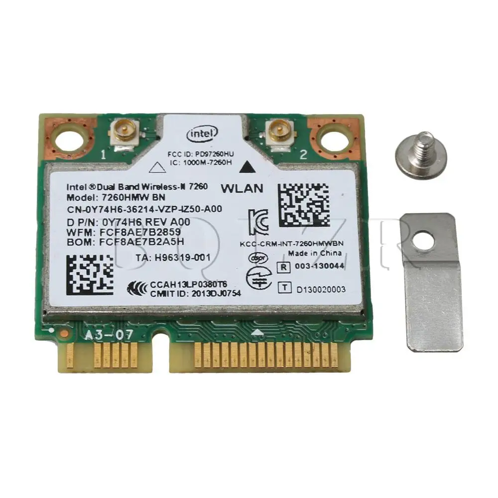 

BQLZR Wireless 7260BN Card for Intel 7260HMW MINI PCIE 2000Mbps WiFi Bluetooth 4.0 Supports Win10 Win7 Win8 Linux