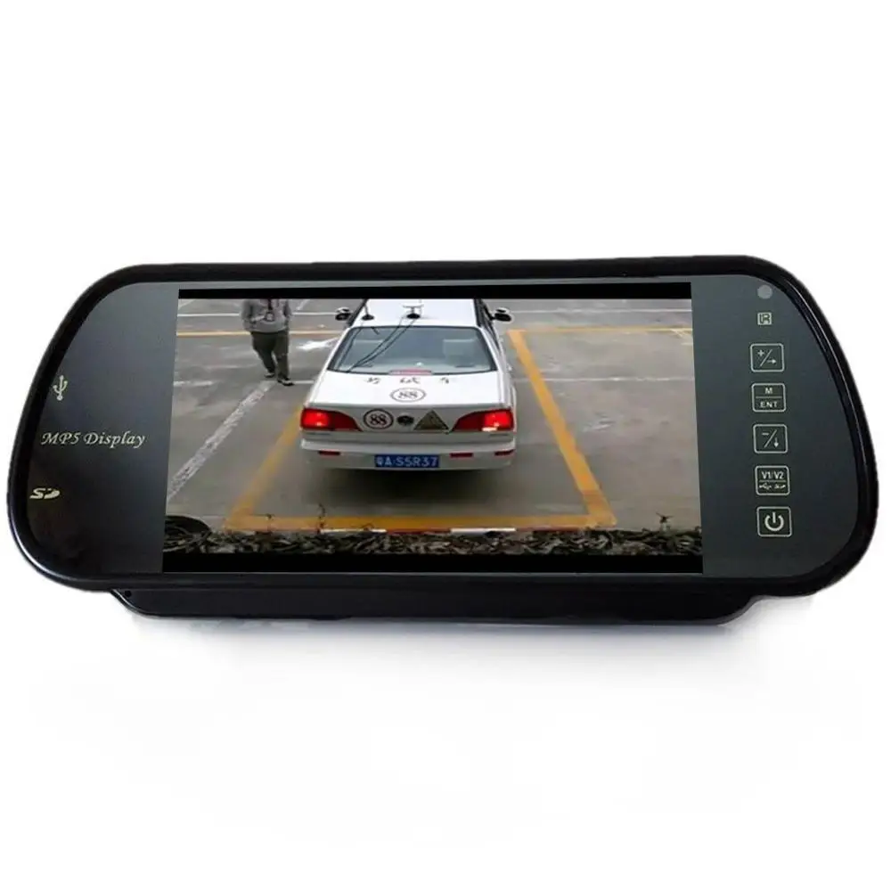 7 Inch TFT LCD Color Screen HD Resolution Car Rear View Mirror Monitor 2 Video Input