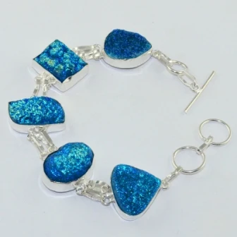 

Druzy Серебряное покрытие на медном браслете, 22 см, B1685
