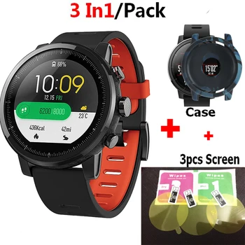 

3 In1 Screen film for Huami Amazfit stratos 2 Strap Bracelet Silicone Watchband + Cover Case for Huami Amazfit 2/2s Watch Band