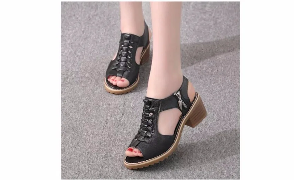 JOKSD/Элегантные женские босоножки в винтажном стиле на среднем квадратном каблуке; летняя стильная обувь с открытым носком, перекрестной шнуровкой и молнией сбоку; женская обувь; XS67