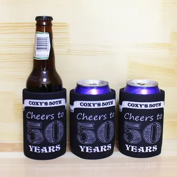 

100pcs Black Neoprene Stubby Holders Custom Logo Printed Beer Cooler Bags Insulated Beer Bottle Sleeve Cover For Wedding Gifts