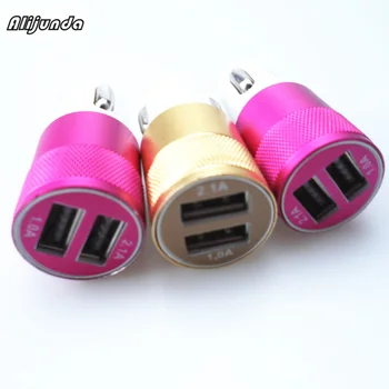 

Dual USB car charger 2.1V small steel gun car charger for Peugeot 206 207 208 301 307 308 407 2008 3008 4008