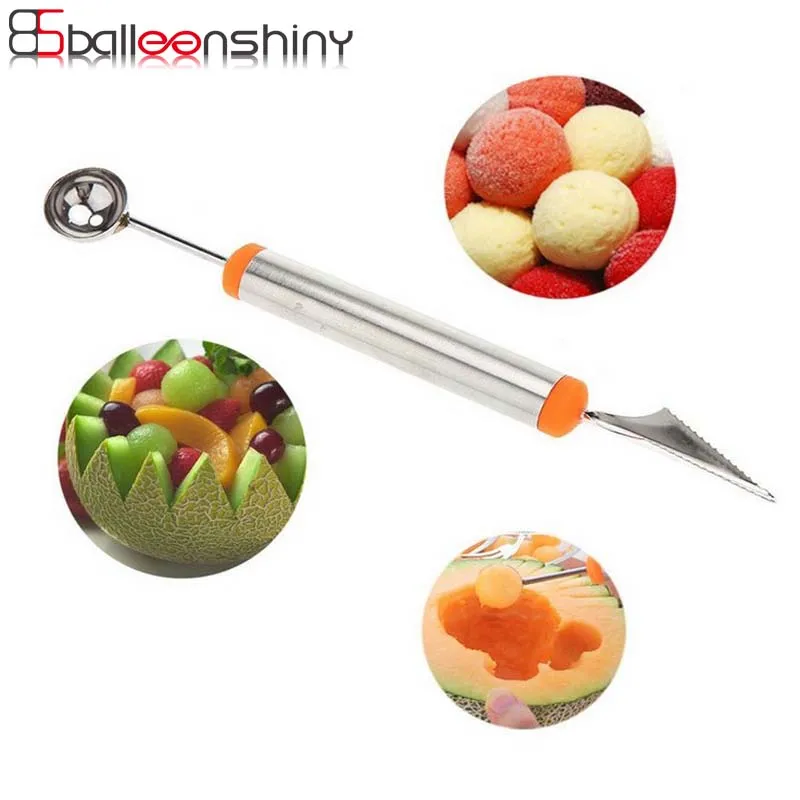 

BalleenSjiny Melon Baller Stainless Multifunction Vegetable Fruit Knife Carving Double Side Melon Scoop Handheld Kitchen Gadgets