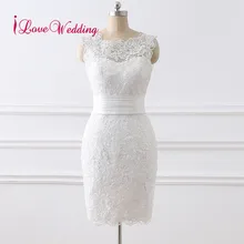 Короткое свадебное платье Vestido de noiva Совок Кружевная аппликация на воротник длиной до колена элегантные свадебные платья настоящая фотография