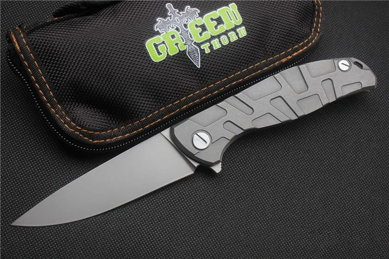 Зеленый шип F95 Флиппер складной нож D2 лезвие, G10 титановая ручка для отдыха на природе карманный Фруктовый Нож EDC инструменты - Цвет: Flipper