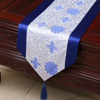 

Vintage Joyous Jacquard Party Table Runner Patchwork Luxury Chinese Silk Satin Table Cloth Rectangular Dining Table Mat