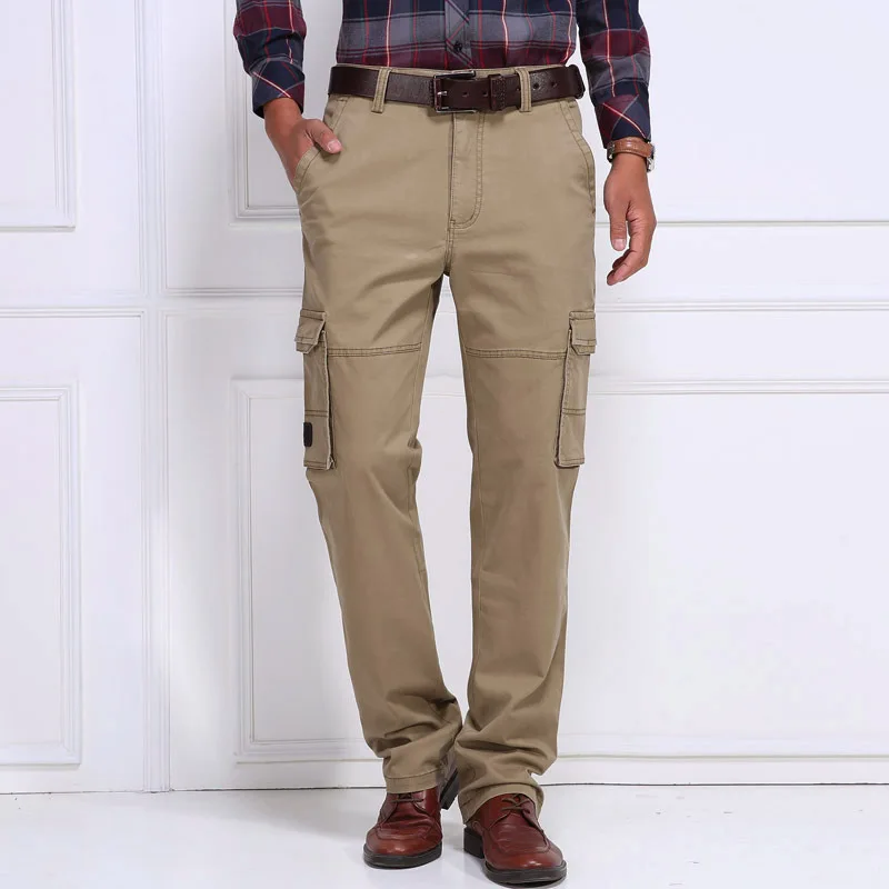 Модные повседневные мужские брюки-карго Длинные прямые брюки мужские Мульти-комбинезоны с карманами осень-зима брюки повседневные брюки