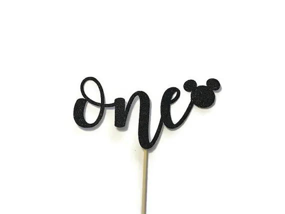 

ONE Glitter Cake Topper || Mickey Mouse || First Birthday || Smash Cake || Black