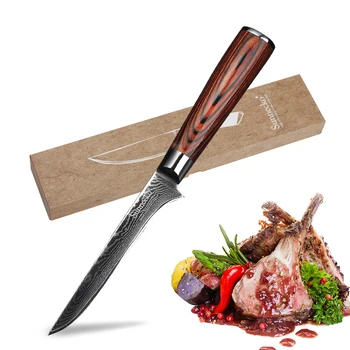 

SUNNECKO 6" inch Boning Chef Knife Kitchen Knives Japanese Damascus VG10 Steel Razor Sharp Balde Pakka Wood Handle Cutter Tools