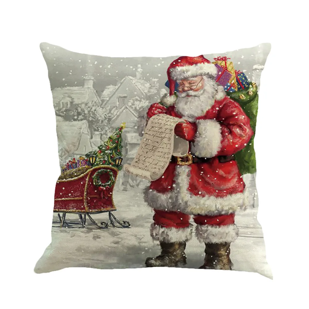 

Christmas Santa Claus Printing Dyeing Pillow Cover Multicolor European and American style Cushion Cover Sofa Bed Home Decor