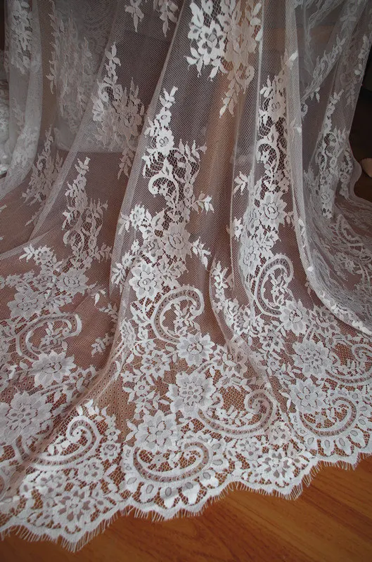 

off white Chantilly lace fabric sell by yard