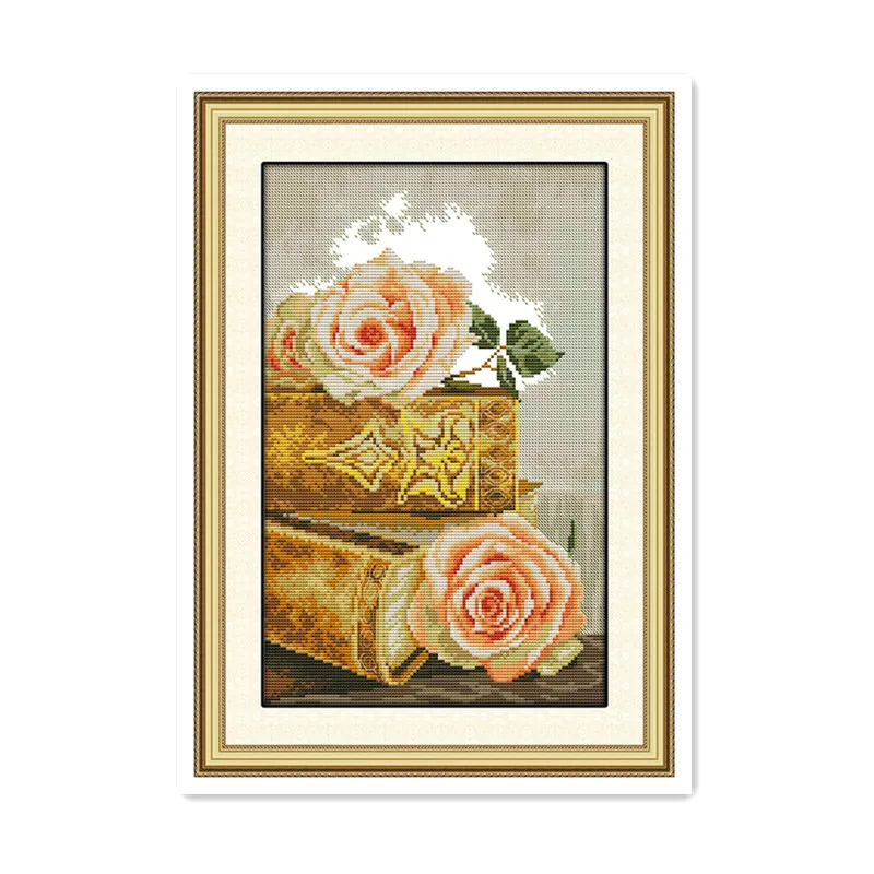 

11CT 14CT Printing Counting Grid Cloth Cross Stitch Bible & Rose diy Sewing Furniture Cloth Decoration Embroidery Paintings