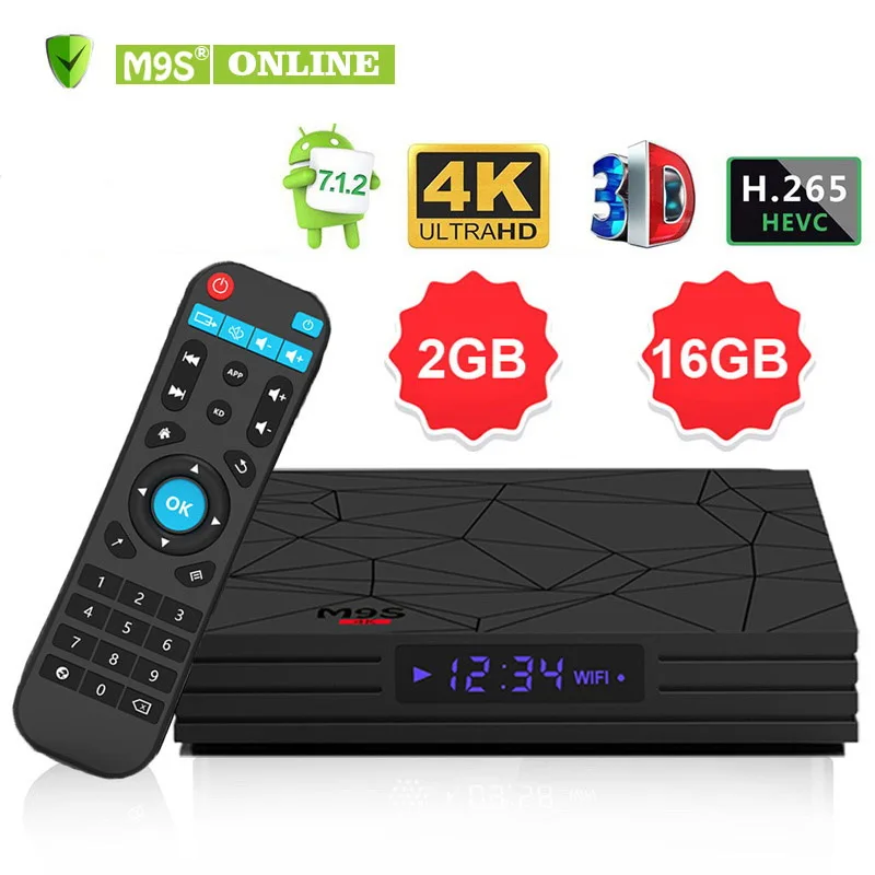 

M9S W6 2GB +16GB android mini Smart TV BOX S905W Quad Core support 2.4G Wireless WIFI media box Set-Top Box + Remote control