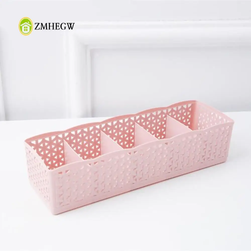 

Fashion Socks Storage box 5 Cells Plastic Organizer Storage Box Tie Bra Socks Drawer Cosmetic Divider Save Space Desktop Box