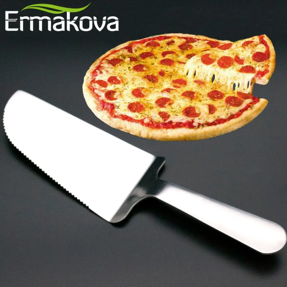 ERMAKOVA 2 Pcs/Set Pizza Cutter Pie Server Pizza Server Knife Sharp Pizza Wheel Slicer Stainless Steel Kitchen Pizza Tool Set