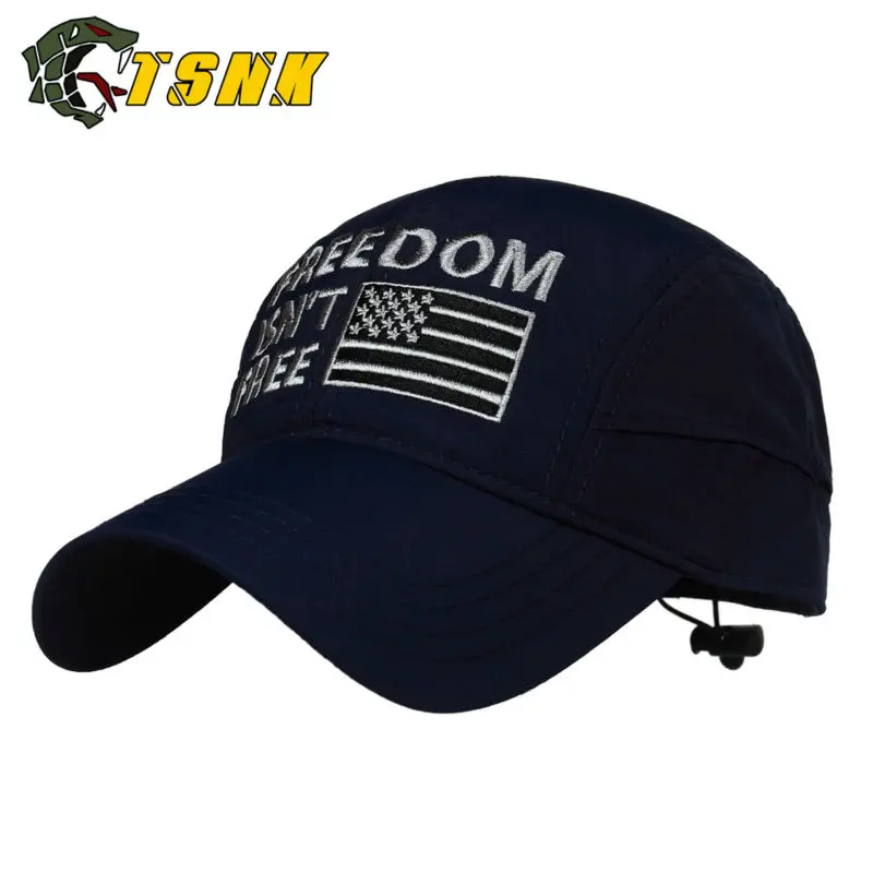 TSNK 3D вышивка "FREEDOM ISN'T FREE" тактическая быстросохнущая Мужская и женская брендовая бейсболка Беговая шапка Солнцезащитная альпинистская Беговая шапка