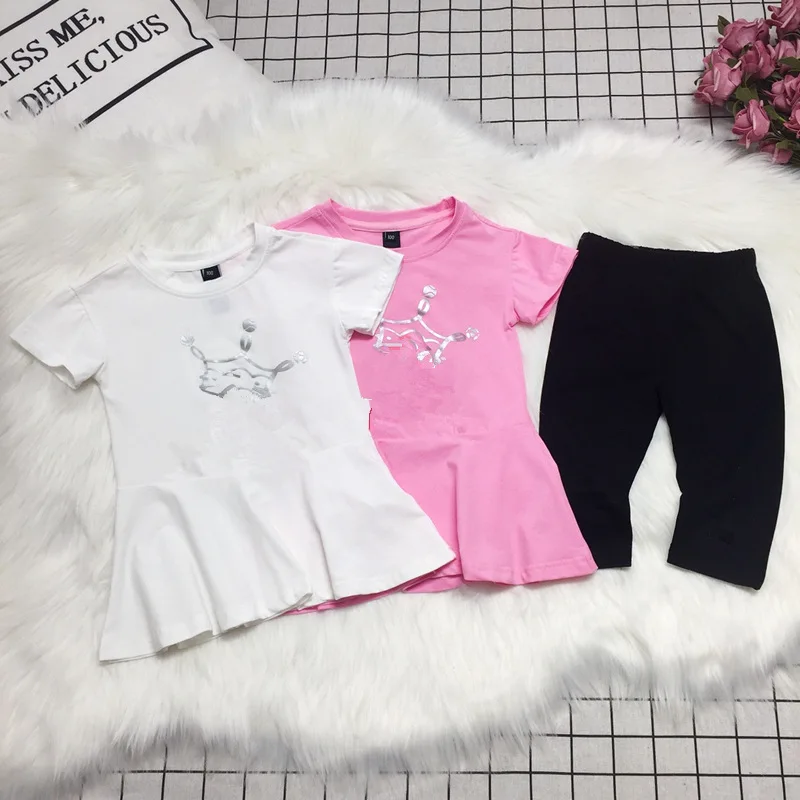 

New Kids'Suit 2019 High Quality All Cotton Short Sleeve T-shirt Short Skirt Suit for Summer babys