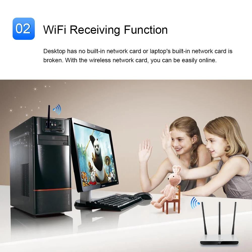 USB WiFi адаптер для RTL8192EU 802.11n 300 Мбит/с беспроводной ПК+ 3dBi WiFi антенна для Windows XP/Vista/7/8/8,1/10/Linux/MAC/OS