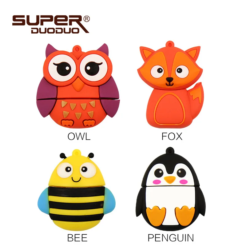 

Lovely pendrive Owl/Bee/Fox/Penguim cartoon Usb Flash Drive 4gb 8gb 16gb 32gb 64gb 128gb pen drive flash usb stick memoria usb