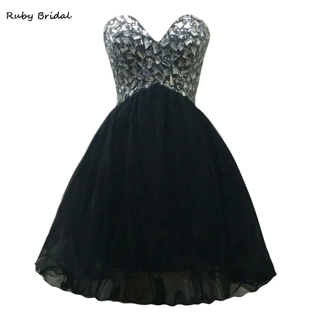 Ruby Bridal Vestidos De Fiesta черное Тюлевое платье с бусинами для выпускного вечера