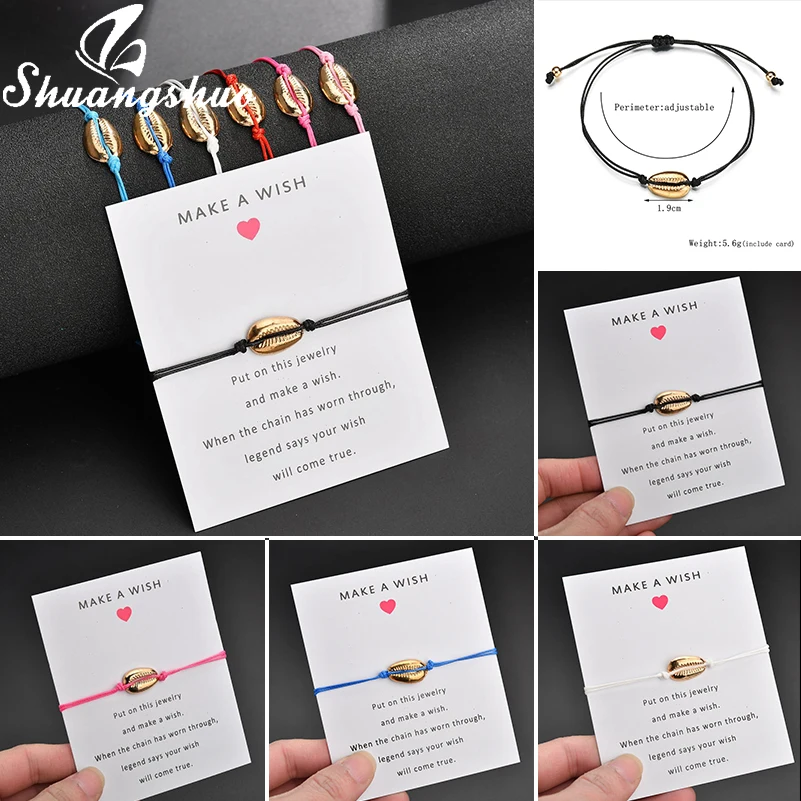 

Shuangshuo Sea Shells Rope Chain Bracelet Charm Bracelets for Woman Shell Bracelets & Bangles Summer Beach femme Jewelry Gifts