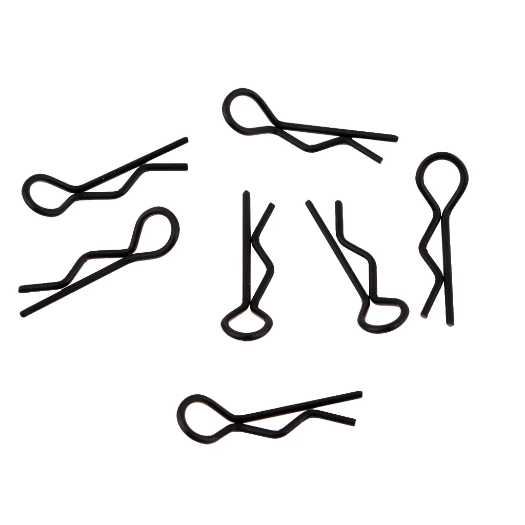 50 Pieces RC Car Black Metal Bodyshell Clips Pins R Shape for Traxxas TRX4 1/10 RC Buggy RC Rock Crawler Vehicle Models