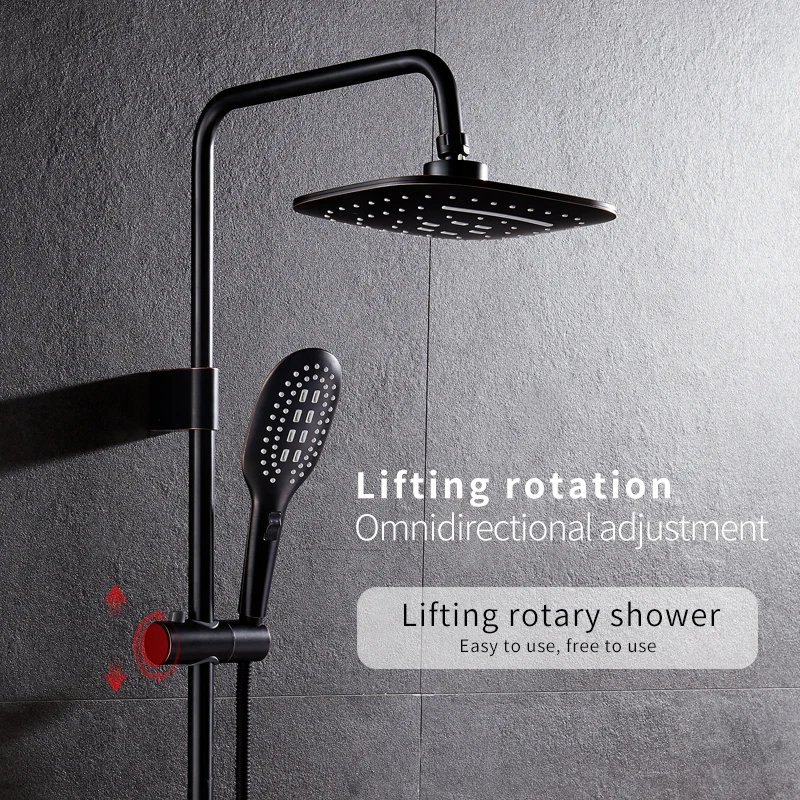 GEYO Bronze Black Bathroom Shower Faucet Mixer Wall Mount 8