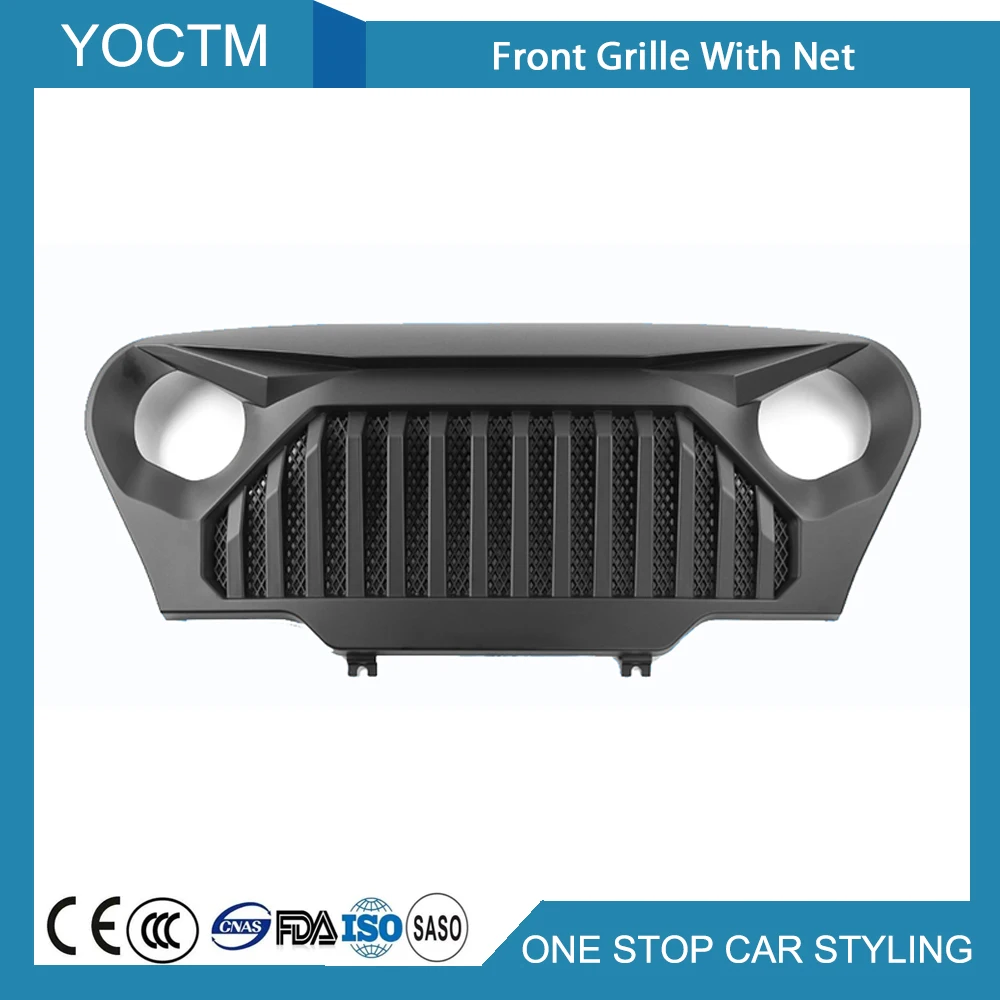 

1PCS Car Front Grille Cover Decoration With Insect Net For Jeep Wrangler TJ 1997-2006 ABS Black Car Accessories External Styling