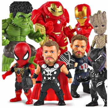 

8-10CM The Avengers Iron Man Captain America Movable Joint Action Figure PVC 8 Pcs/set Statue Model Decoration Toy Gift H415