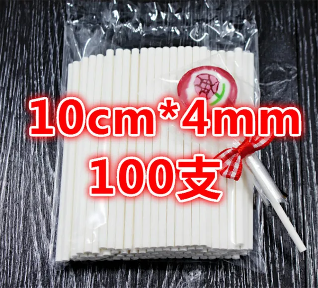 100 pcs/lot Food-Grade Solid White Pop Sucker Sticks Chocolate Cake Lollipop Lolly Sugar Candy Paper Stick 10x0.4cm