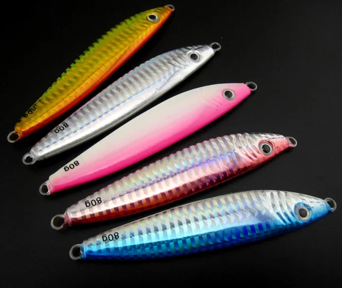

5pcs/lot 80g Deep sea fishing lure lead fish jig luminous belly, hard bait fishing lure without hook