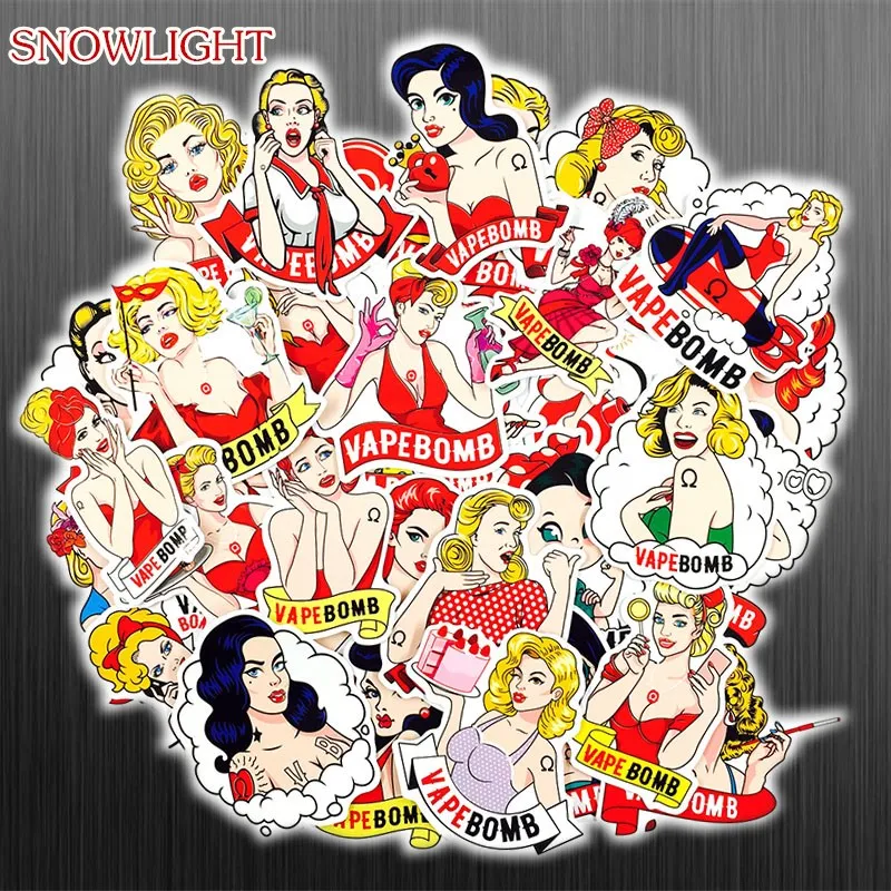 32 Pcs/Set Retro Sexy Graffiti Bomb Girl Personality Waterproof Sticker For Luggage Lptop Skateboard Waterproof Decal Stickers