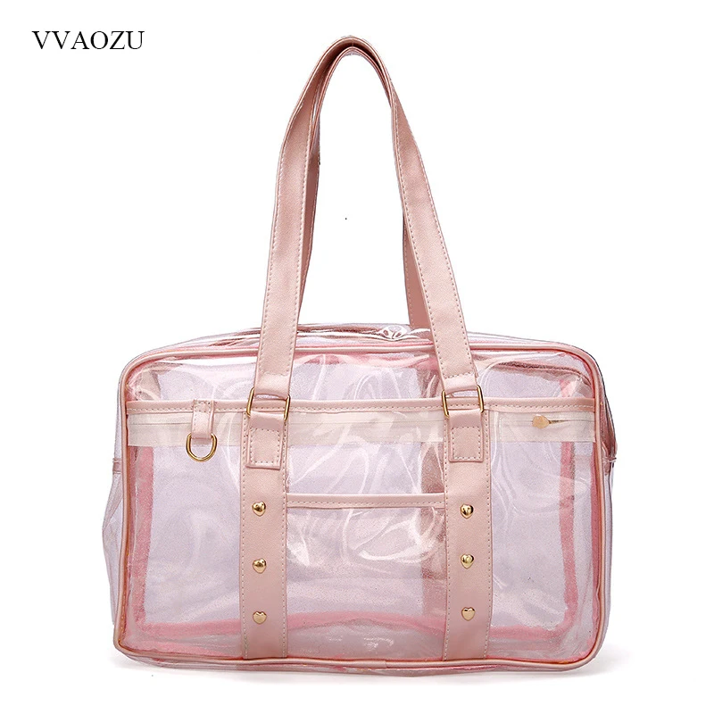 

Japanese Preppy Style Girl PVC Transparent JK Uniform Handbag Anime Student Shopping Tote Bag Ladies Designer Cute Beach Bags