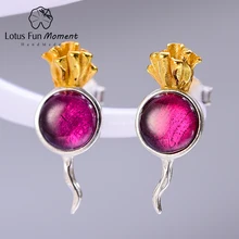 Lotus Fun Moment Настоящее серебро 925 проба натуральные ювелирные изделия ручной работы модные уникальные серьги гвоздики редис для женщин Bijoux