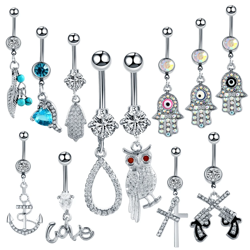 

1pc Surgical Steel Silver Navel Belly Button Rings Bar Piercing Sexy Body Jewelry for Women Fashion Navel Piercing