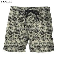 YX для девочек мужчин s забавные плотные долларов покер 3d печатных шорты для мужчин и женщин летние короткие брюки удобные пляжные шорты