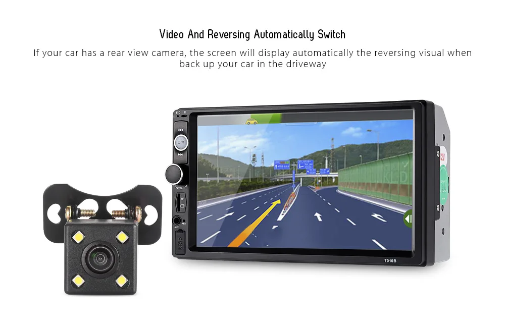 

Universal 7010B Bluetooth Car MP5 Player Mirror Link Touch Screen FM Auto Radio Player with Rear Camera support steering wheel