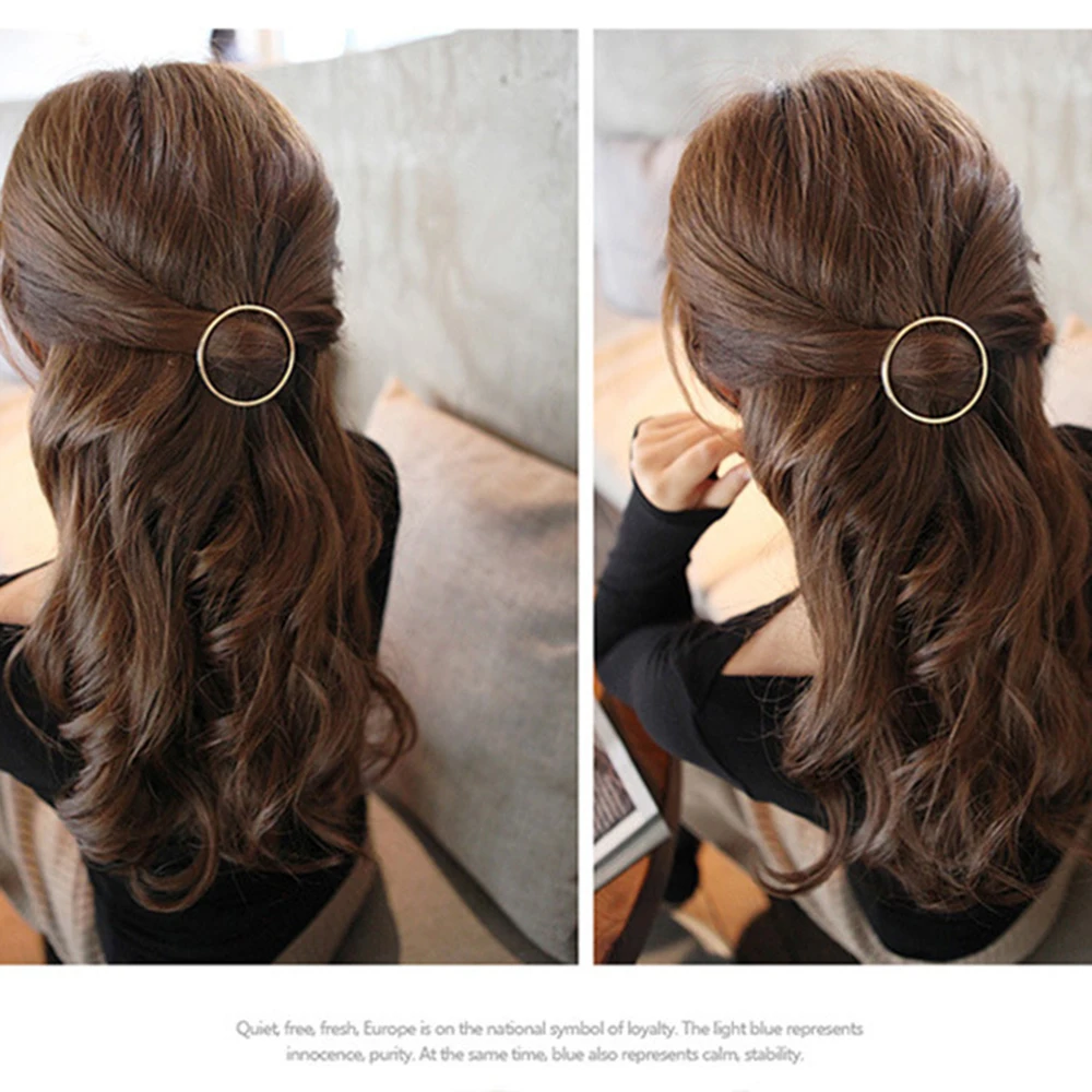 Простой стиль заколка для волос Корейская версия диких геометрических круглая заколка для волос Элегантный геометрический металлический зажим для волос
