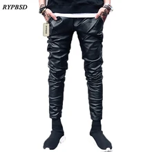 Плотно PU искусственной кожаные штаны Для мужчин осень-зима красивый личности Повседневное длинные брюки для ночного клуба мужские черные кожаные штаны