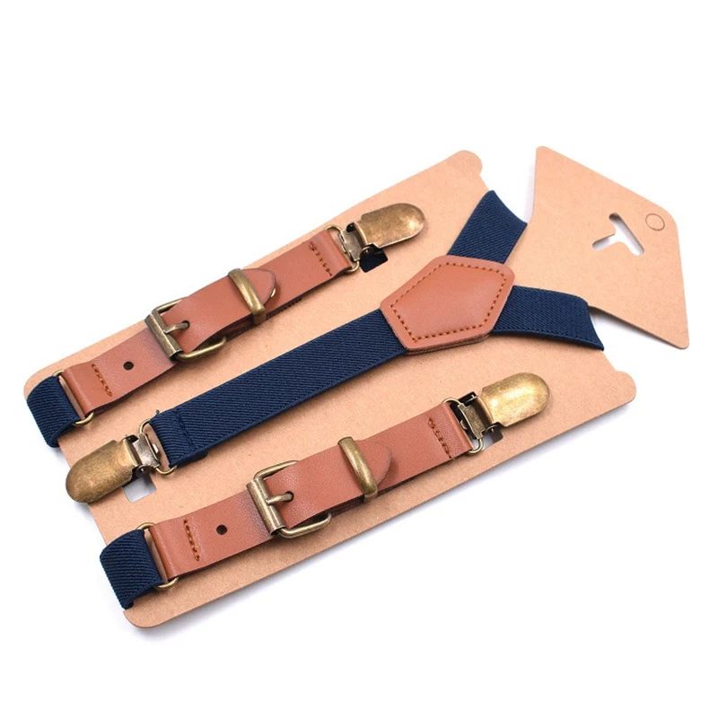 Yienws Bretele/Детские винтажные коричневые подтяжки на подтяжках для мальчиков; брюки с 3 кнопками; подтяжки на подтяжках 75 см; YiA016 - Цвет: navy