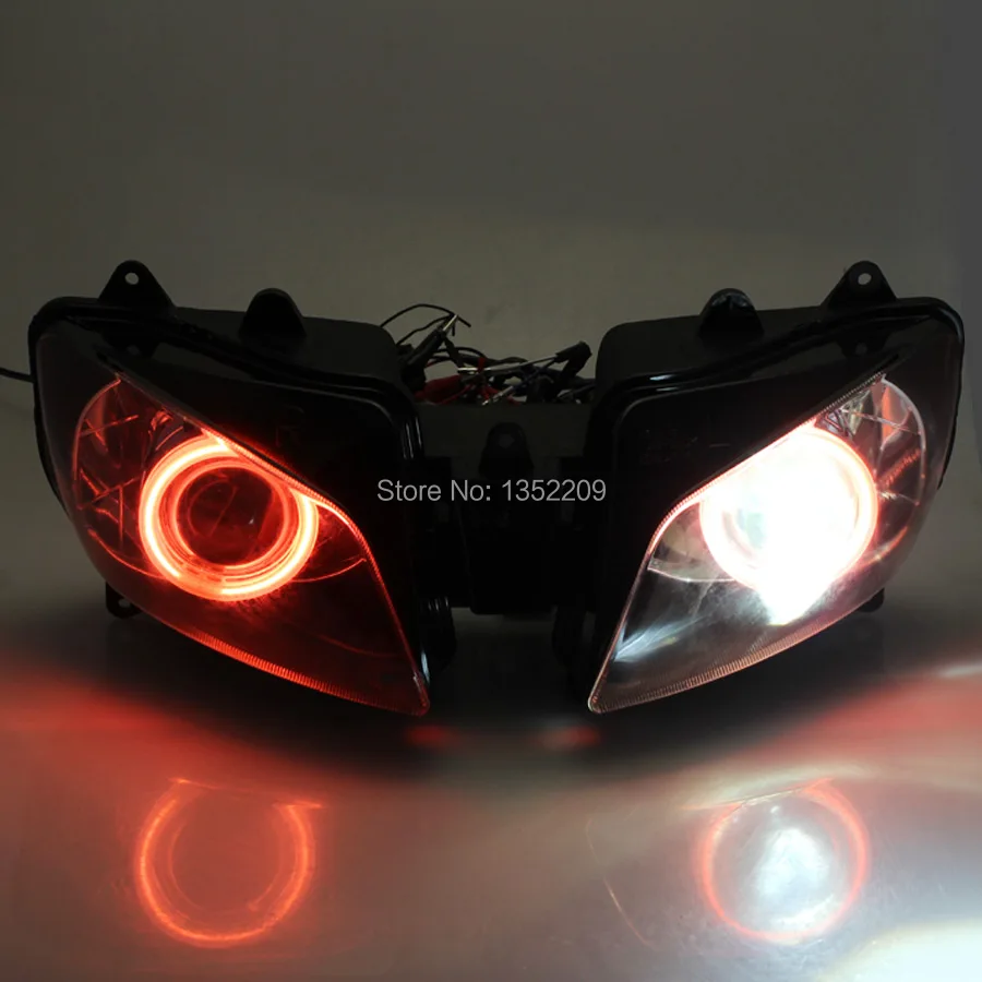 

One Set Projector Headlight Assembly Red Angel Eyes HID For Yamaha YZF R6 1998-1999 NEW