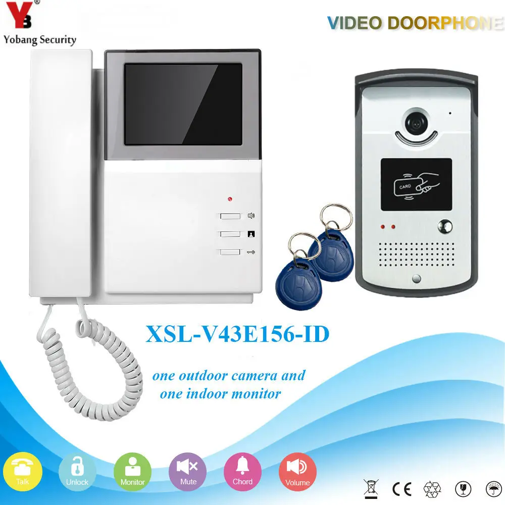 

YobangSecurity Video Intercom Monitor 4.3"inch Color TFT Video Door Phone Intercom Doorbell Home Entry Intercom System Kit