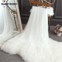 Летние для женщин Высокая талия плиссированные юбки для повседневное трапециевидной формы эластичная белая юбка леди длинная юбка из фатина